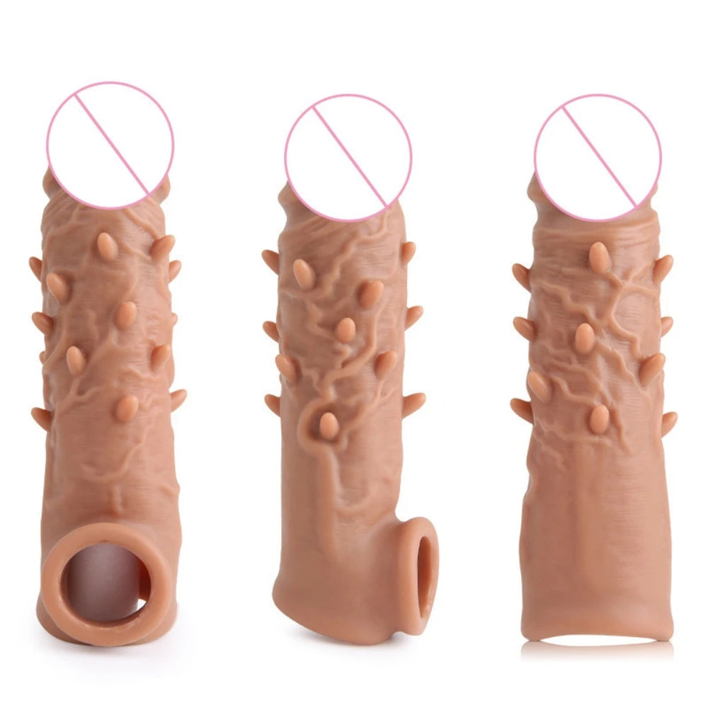 Realistic Condom Reusable Penis Sleeve Enlargement Condoms