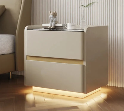 Smart Solid Wood Nightstand with Wireless Charging