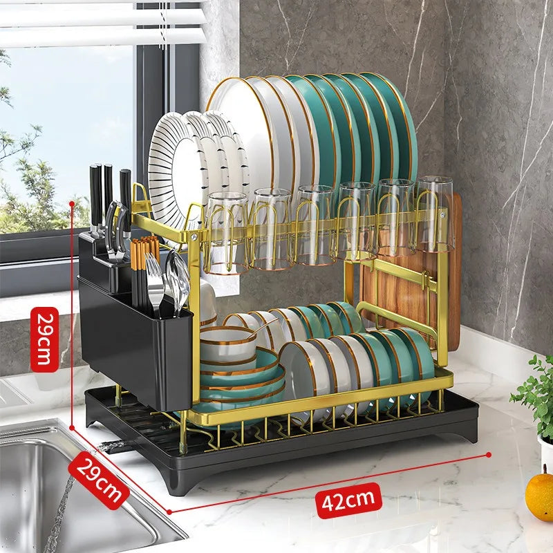 Kitchen Dish Rack with Utensil Storage
