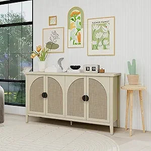 ZHUXIANG Rattan Cabinet - Modern Storage Sideboard