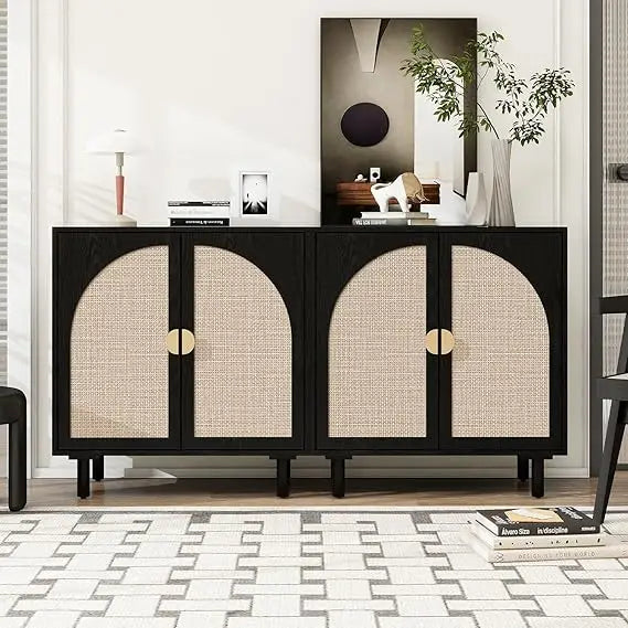 ZHUXIANG Rattan Cabinet - Modern Storage Sideboard