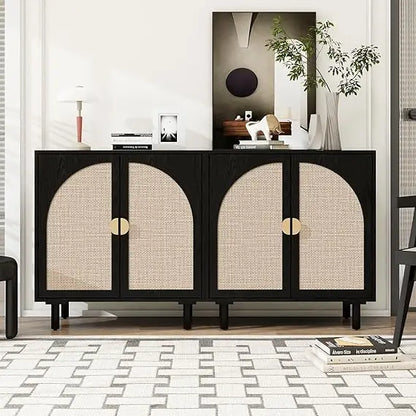 ZHUXIANG Rattan Cabinet - Modern Storage Sideboard