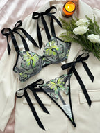 Butterfly Lingerie Set Sexy Hot Sheer Mesh Embroidery Bra & Panty