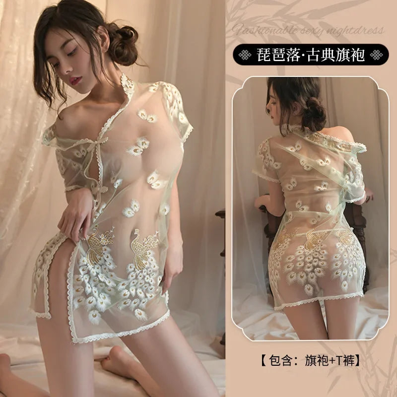 Sexy Lingerie Women Sexy Uniform Set Mesh Cheongsam Cosplay The Max Mall