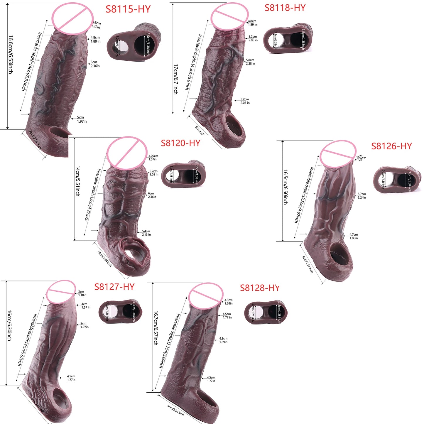 5 Styles Adult Men Penis Sleeve With Anti-drop Silicone Dick Extender