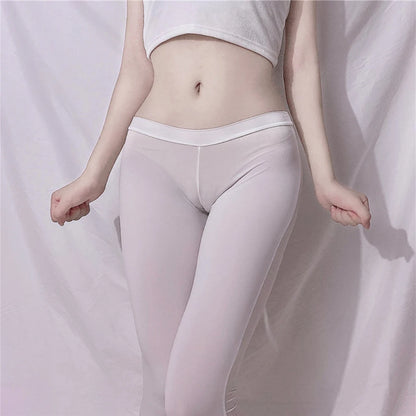 Women's High Waist Sheer Nylon Leggings