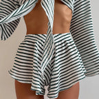 Linad Striped V-Neck Set The Max Mall