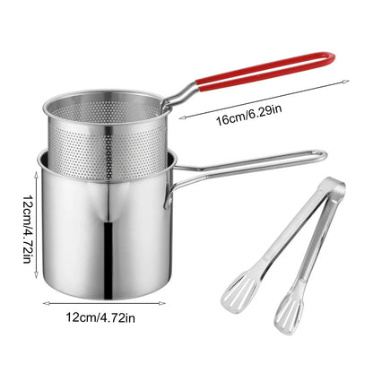 Small Frying Pan With Frying Basket Household Stainless Steel
