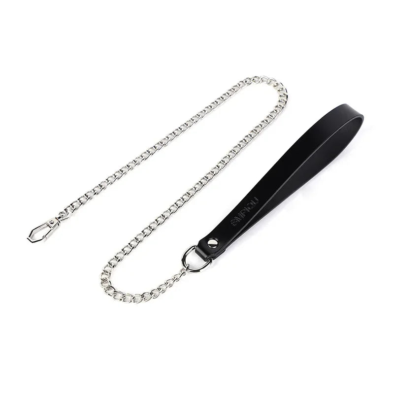 Adult Games Genuine Leather Series Slave Bed Neck Restraint Belt Strap