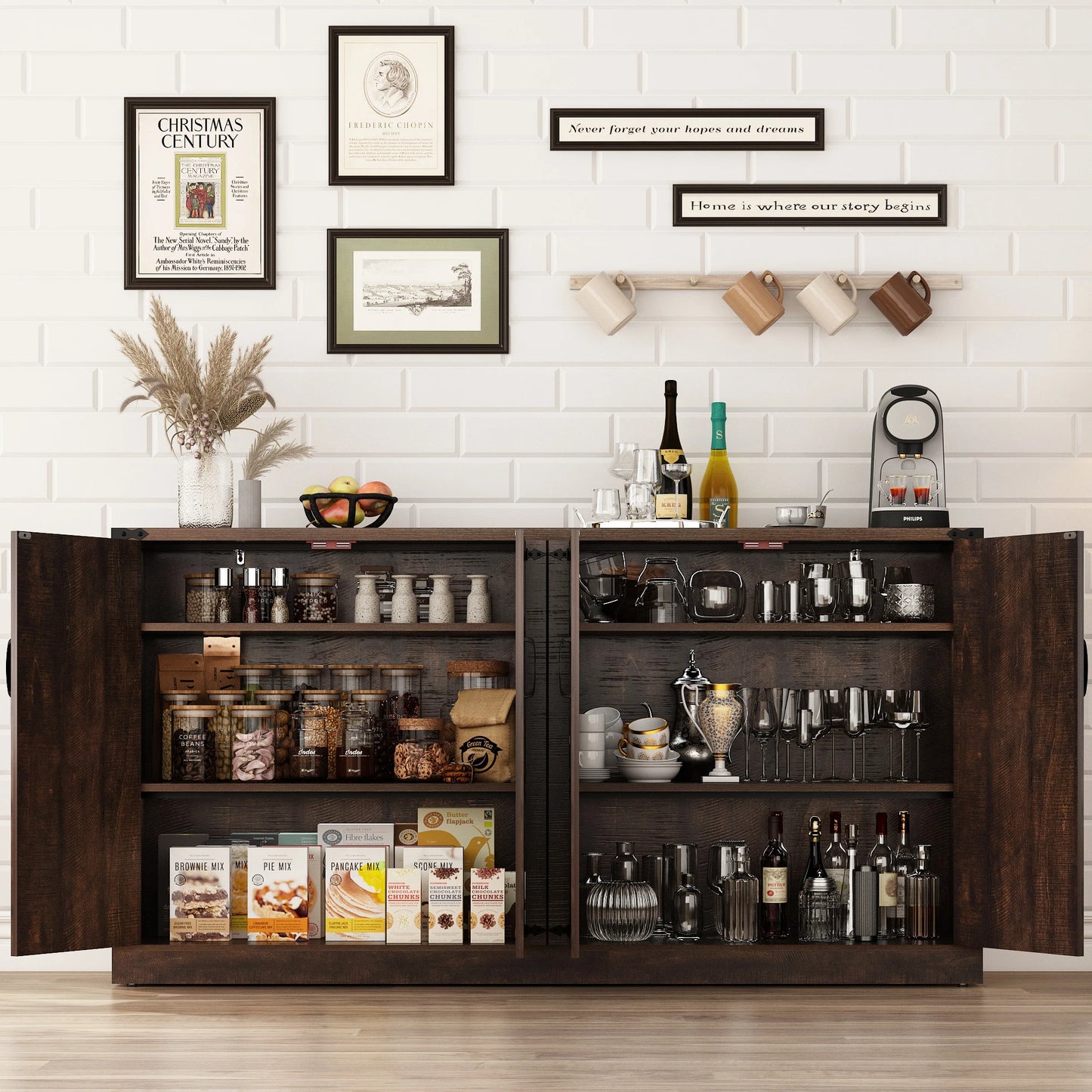 QiaoShiRen Farmhouse Sideboard Cabinet