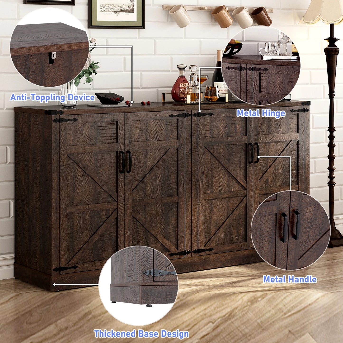 QiaoShiRen Farmhouse Sideboard Cabinet