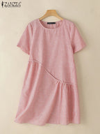 ZANZEA Striped Dress - Short Sleeve Vintage ZANZEA