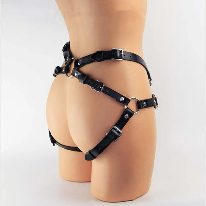 Women Sexy Leg Harness Garter Belt Leather Lingerie