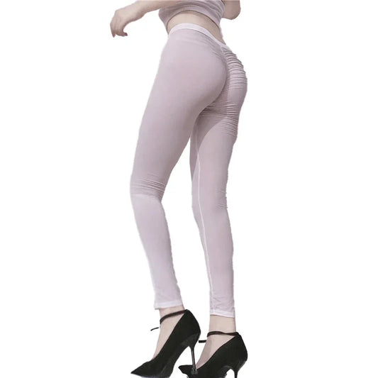 Women's High Waist Sheer Nylon Leggings