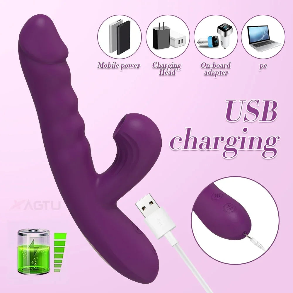 Powerful Thrusting Sucking Vibrator Female Sucker Clitoris Stimulator