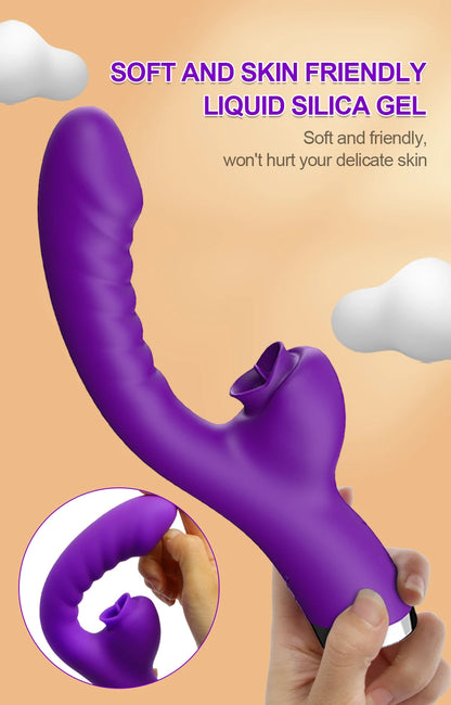 Tongue Licking Vibrator 2 In 1 Adult Women Sex Toys Dildos Vibrators