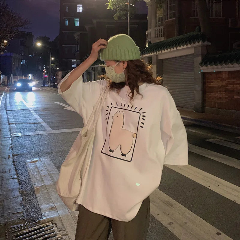 Baggy All-match T-shirts Women Casual Summer Korean Fashion