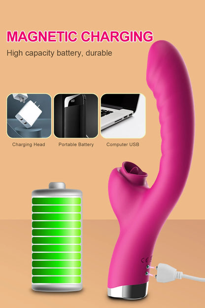 Tongue Licking Vibrator 2 In 1 Adult Women Sex Toys Dildos Vibrators