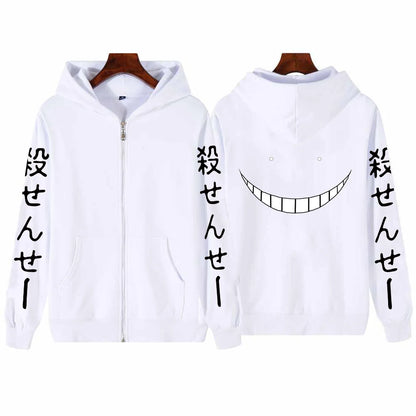 HODIEJAN Men's Cartoon Print Hoodie - Fleece Zip-Up Streetwear