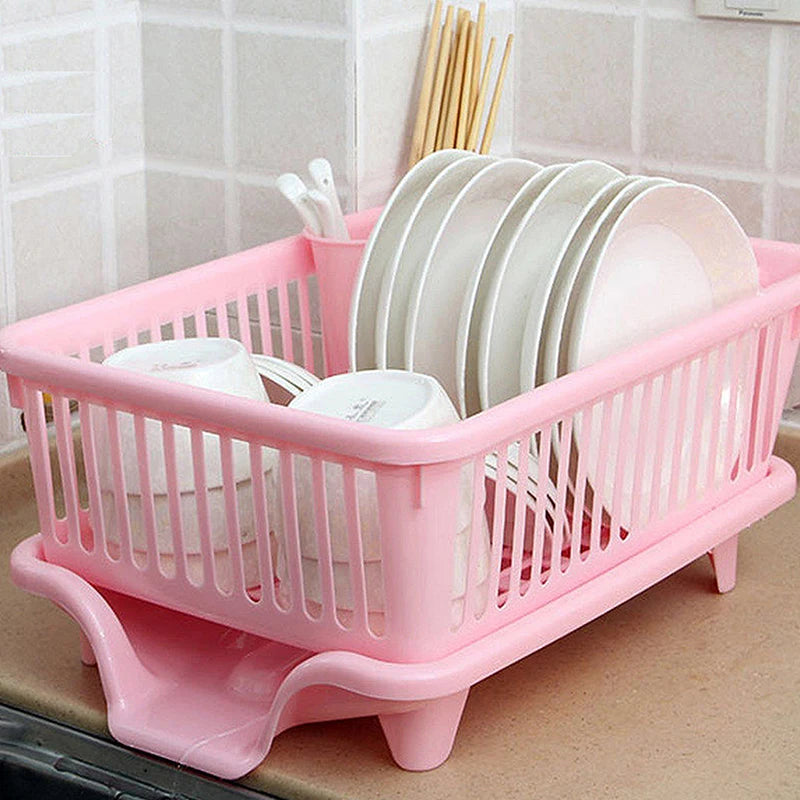 Kitchen Drainage Rack With Drainer Board Countertop Utensils Plates
