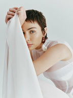 Elegant White Sheer Illusion Dress with Tulle Skirt–Temperament Sleeveless