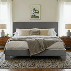 Upholstered Bed Frame with Adjustable Headboard HOOMIC