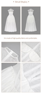 Elegant White Sheer Illusion Dress with Tulle Skirt–Temperament Sleeveless