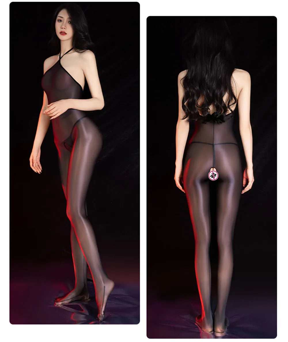 Sexy Backless Open Crotch Jumpsuit Ultra-thin The Max Mall