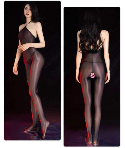 Sexy Backless Open Crotch Jumpsuit Ultra-thin