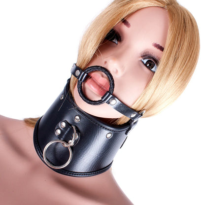 PU Leather Locking Posture Collar Bondage Straighten Up Master  sex toy