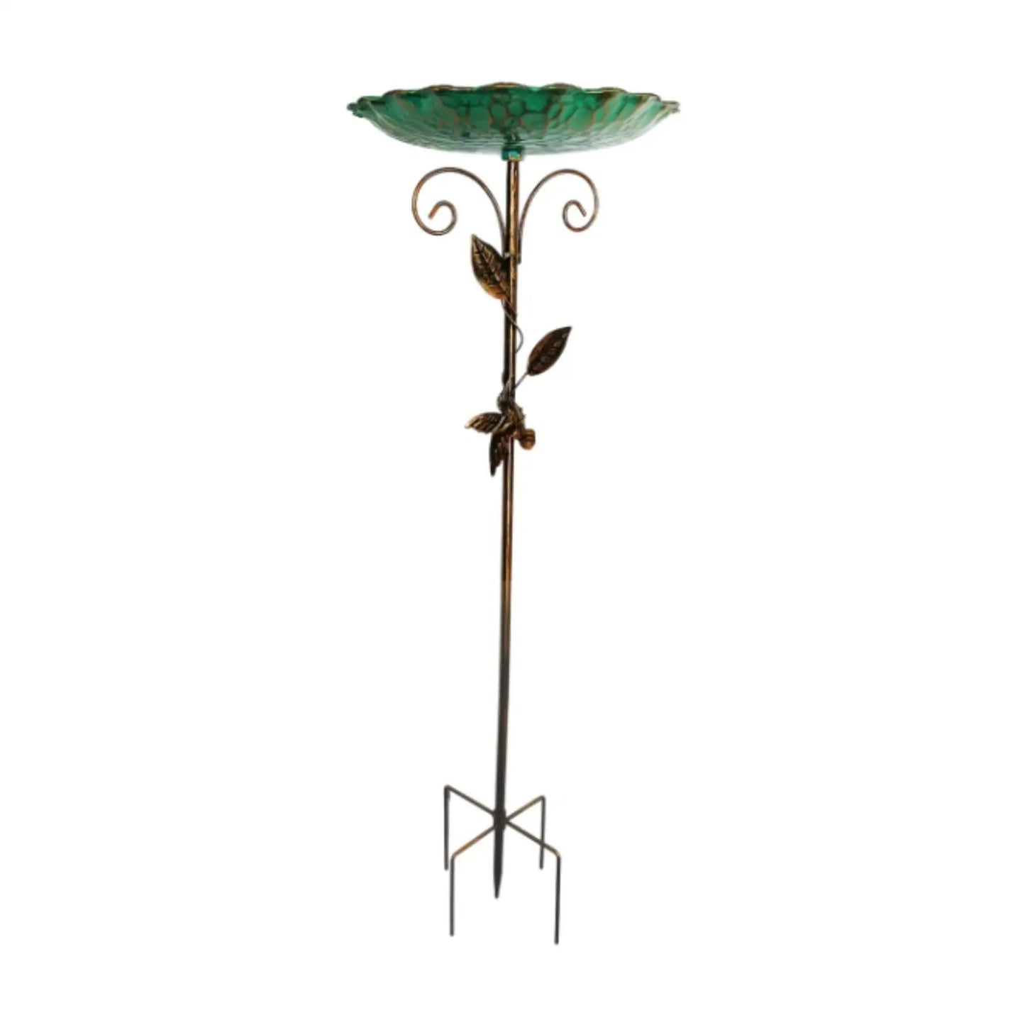 Metal Bird Bath - 5-Prong Base Stake Weatherproof Feeder