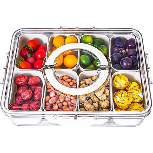 Premium Divided Serving Tray with Secure Lid and Ergonomic Handle