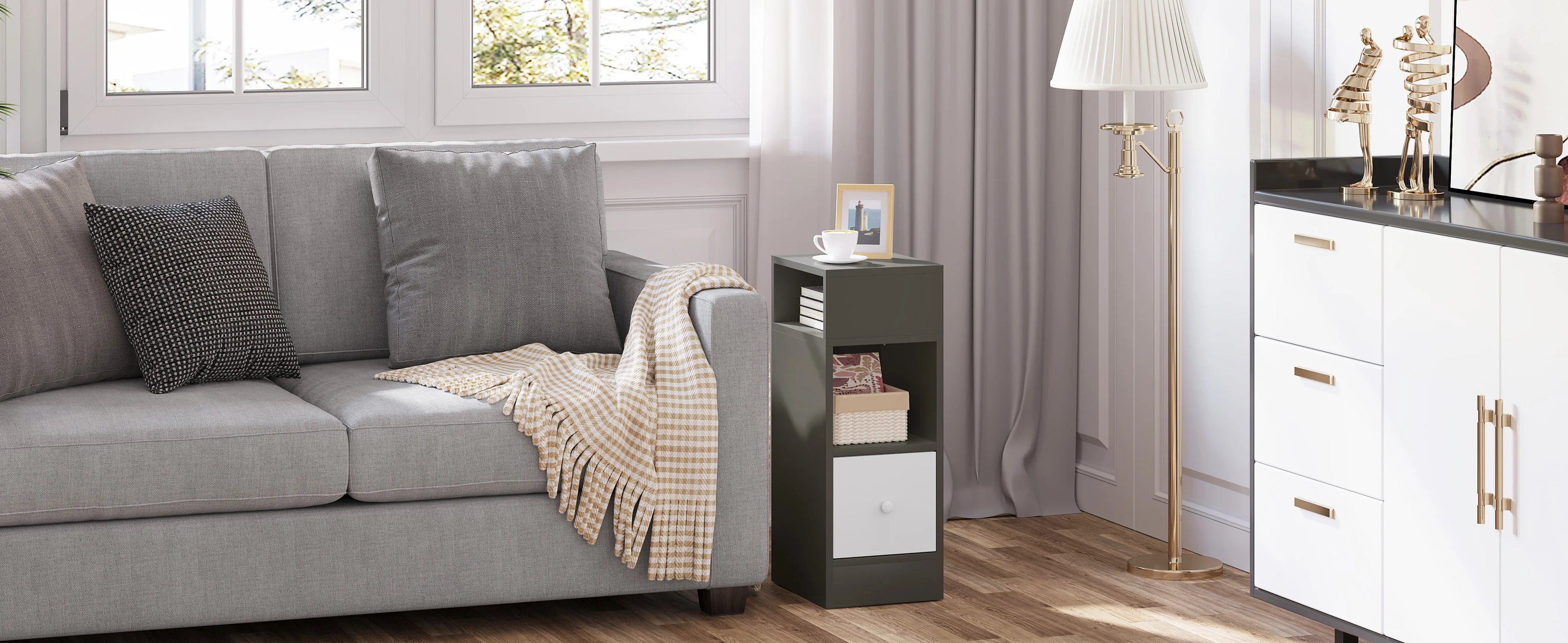 WOLTU 2PCS Narrow Bedside Table Nightstand with Open Shelves The Max Mall