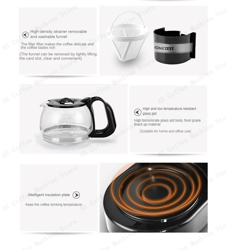 Household Small American Drip Coffee Maker Fully Automatic Tea Maker Portable
