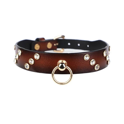Adult Games Genuine Leather Series Slave Bed Neck Restraint Belt Strap