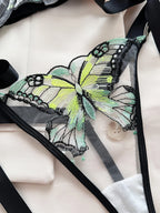 Butterfly Lingerie Set Sexy Hot Sheer Mesh Embroidery Bra & Panty