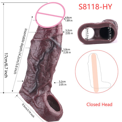 5 Styles Adult Men Penis Sleeve With Anti-drop Silicone Dick Extender