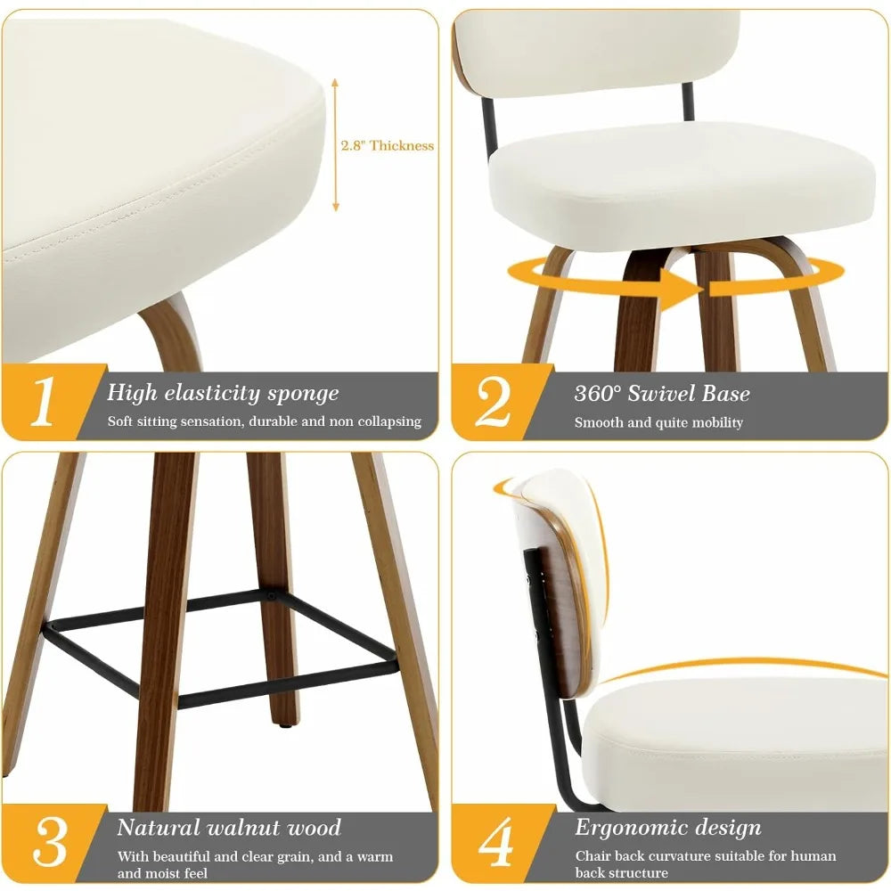 GUANGBAI Swivel Counter Height Bar Stools Set of 4