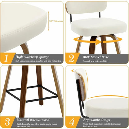 GUANGBAI Swivel Counter Height Bar Stools Set of 4