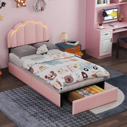 ANGDUO Princess Bed Frame with LED Lights