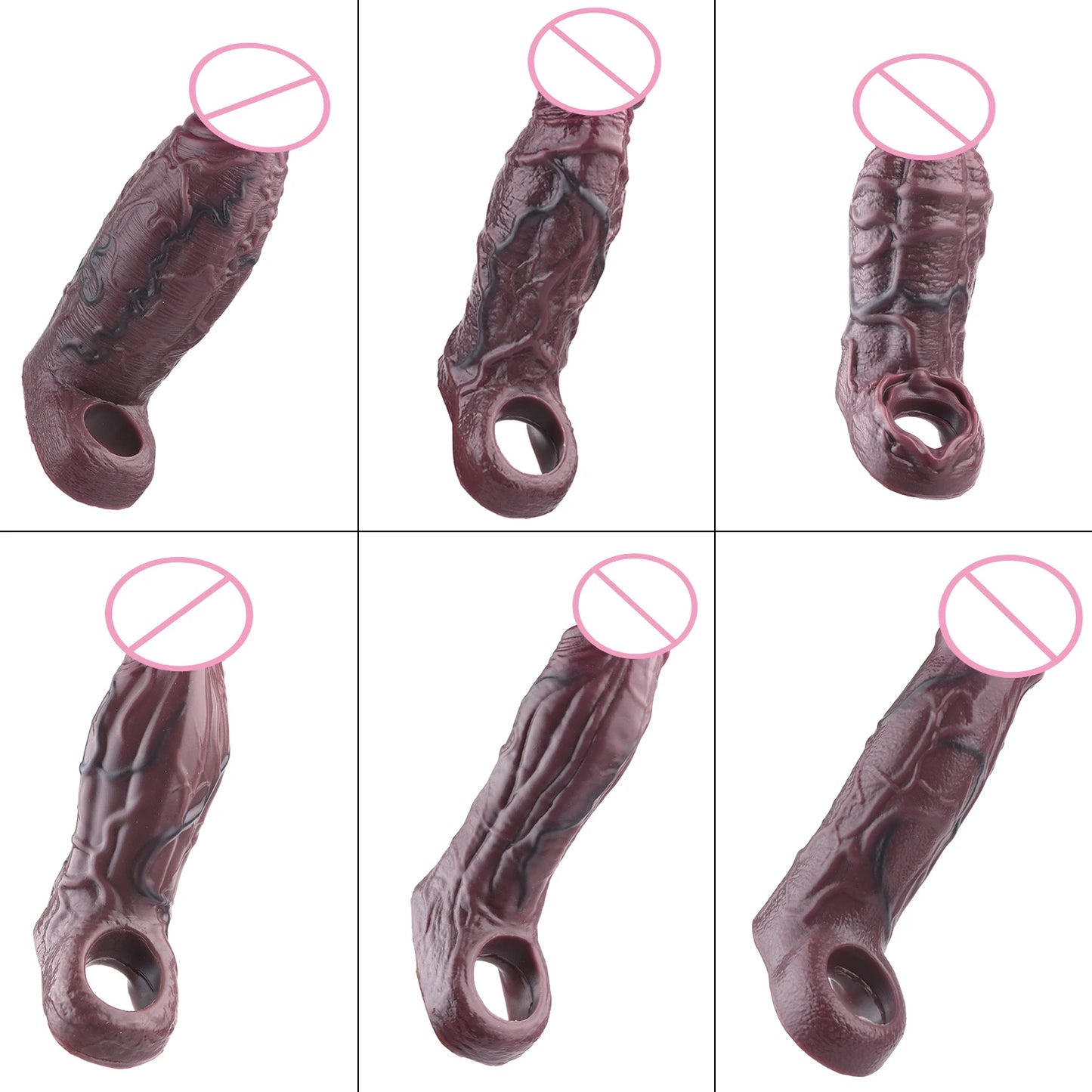 5 Styles Adult Men Penis Sleeve With Anti-drop Silicone Dick Extender