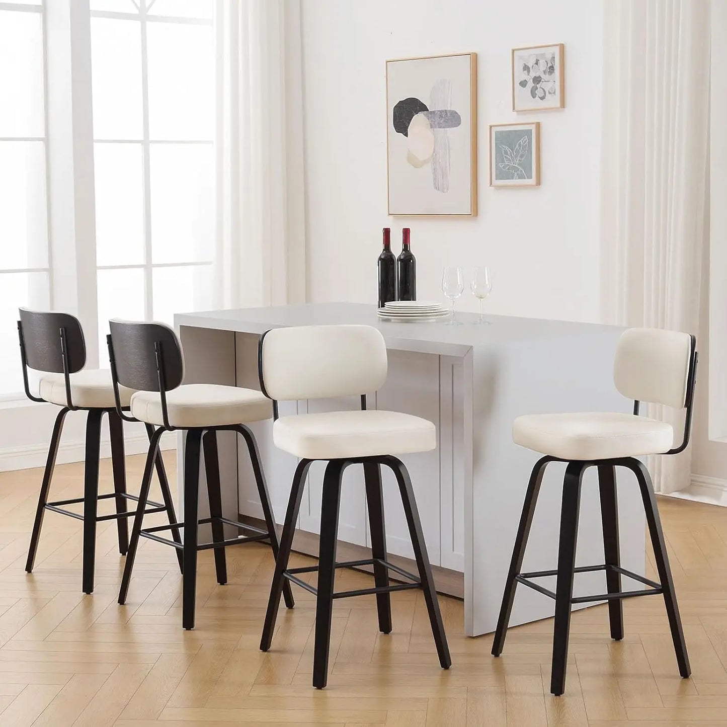 GUANGBAI Swivel Counter Height Bar Stools Set of 4