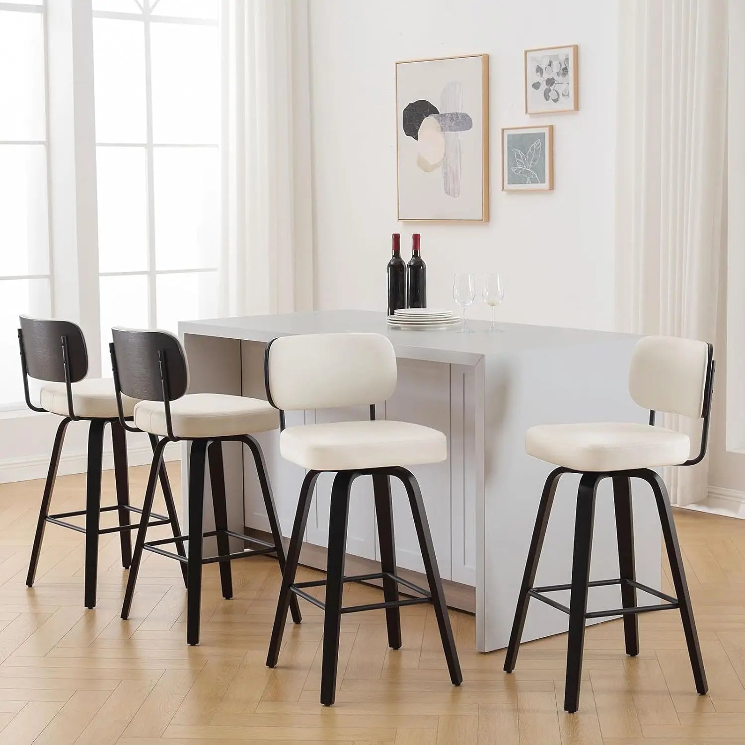 GUANGBAI Swivel Counter Height Bar Stools Set of 4 GUANGBAI