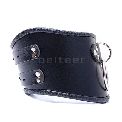 PU Leather Locking Posture Collar Bondage Straighten Up Master  sex toy