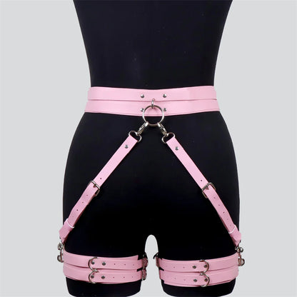 Pink Gothic PU Leather Harness Belt