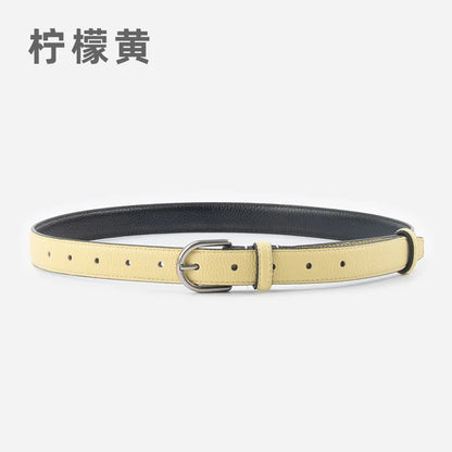 pipiTan Women's Lychee Texture Cowhide Belt