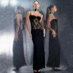 Women's Lace Sheer Strap Fashion Sexy Party Evening Gown