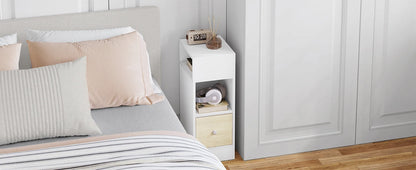 WOLTU 2PCS Narrow Bedside Table Nightstand with Open Shelves
