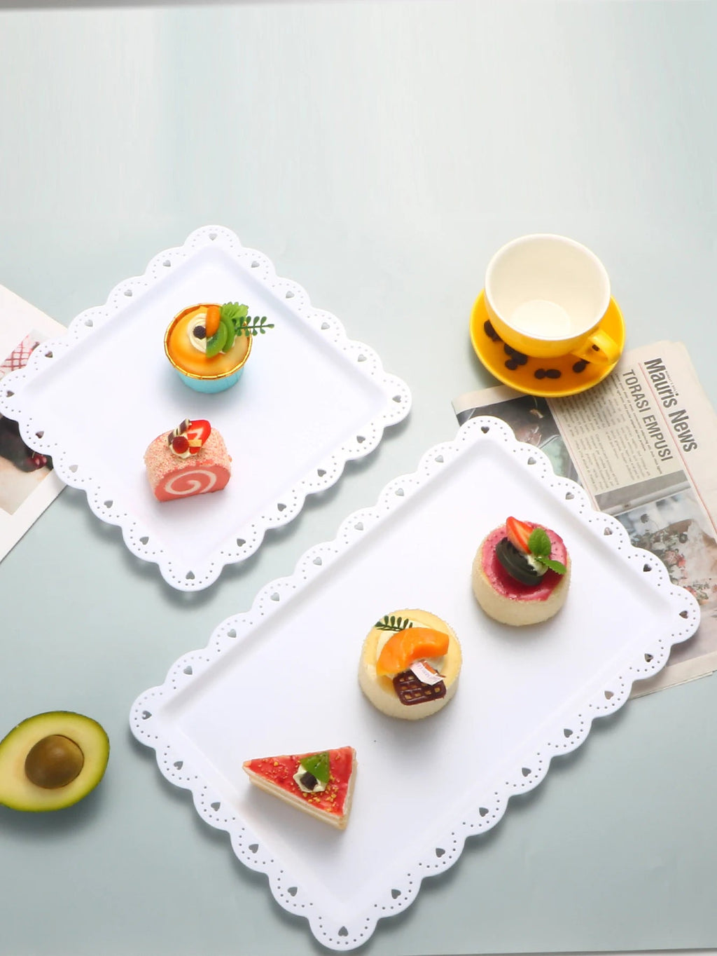 Rectangular Dessert Plates Set of 2 - Reusable PP Plastic Square Serving Plates The Max Mall