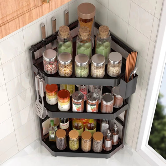 Kitchen Seasoning Shelf Spice Countertop Corner Stands Multi-layer Storage